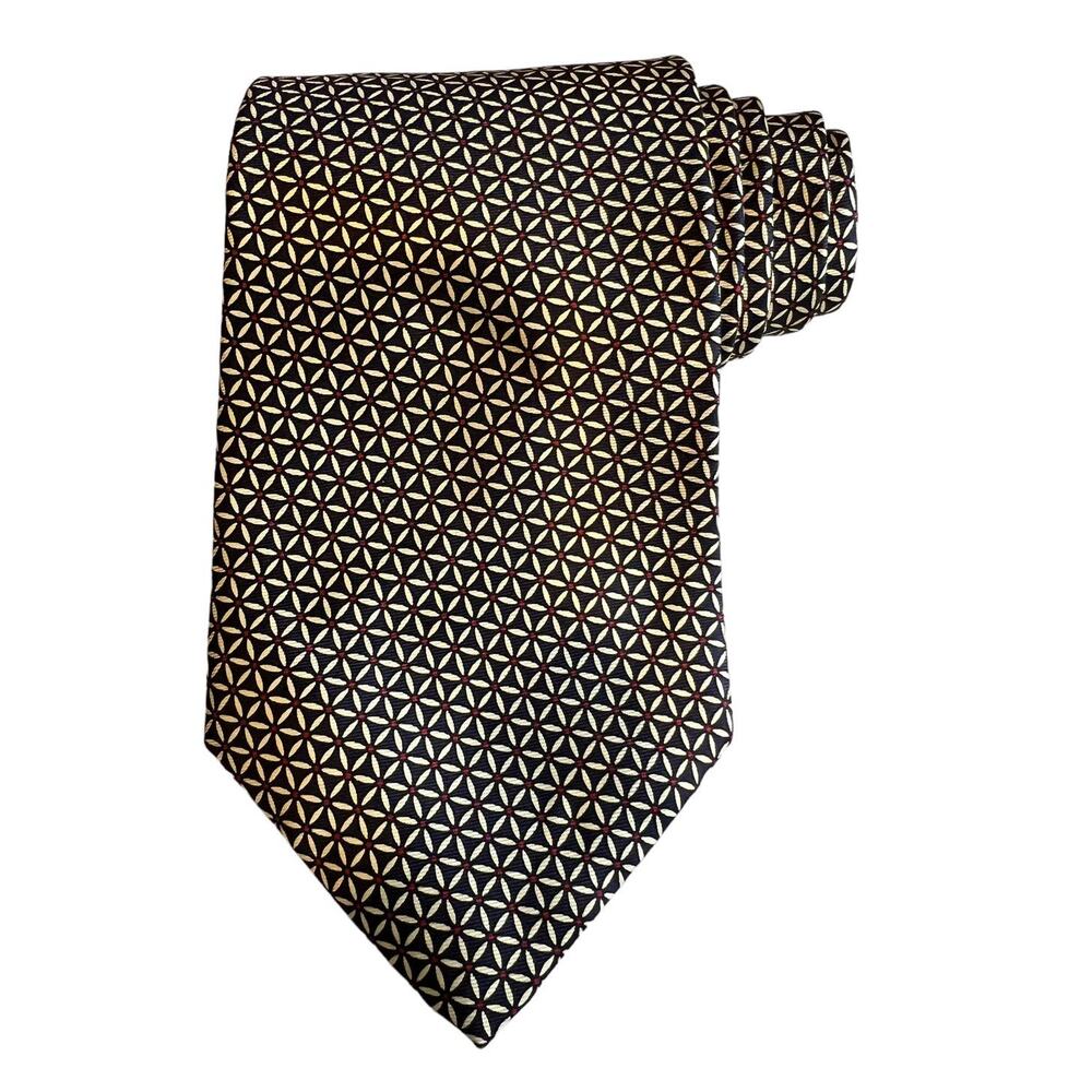 Brooks Brothers Black and Red Geometric Print silk tie